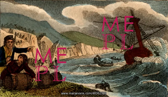 : Wreckers in Cornwall, England, collecting anything : Wreckers in Cornwall, England, collecting anything