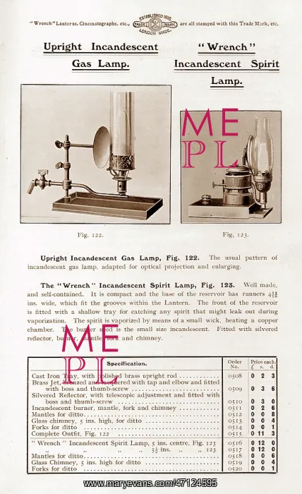  : Wrench incandescent gas lamp for magic lantern projector