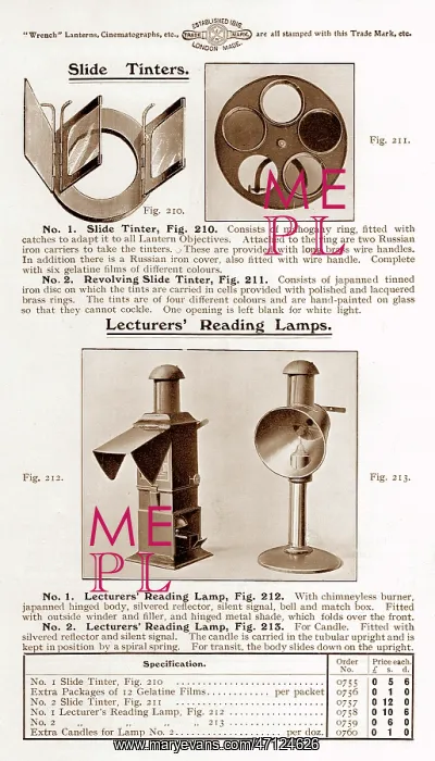  : Wrench lecturers reading lamp for magic lantern show