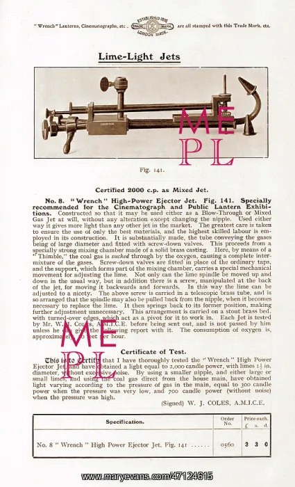  : Wrench limelight jets for magic lantern projector