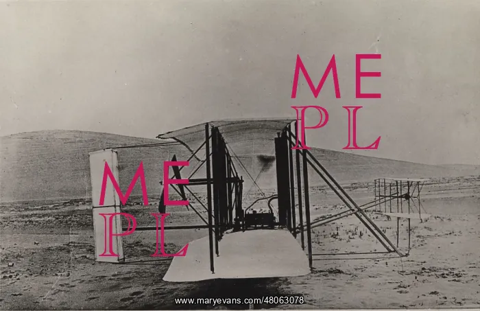 : The Wright aeroplane from the side at Kitty Hawk : The Wright aeroplane from the side at Kitty Hawk