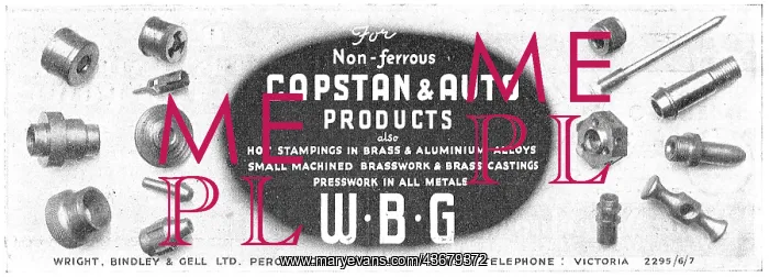 : Wright Bindley And Gell. W.B.G. Capstan & Auto Products : Wright Bindley And Gell. W.B.G. Capstan & Auto Products