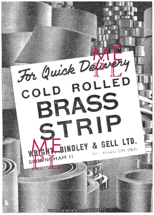 : Wright Bindley & Gell. WBG Cold Rolled Brass Strip : Wright Bindley & Gell. WBG Cold Rolled Brass Strip