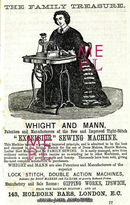 : Wright and Mann, Excelsior Sewing Machine, Ipswich : Wright and Mann, Excelsior Sewing Machine, Ipswich