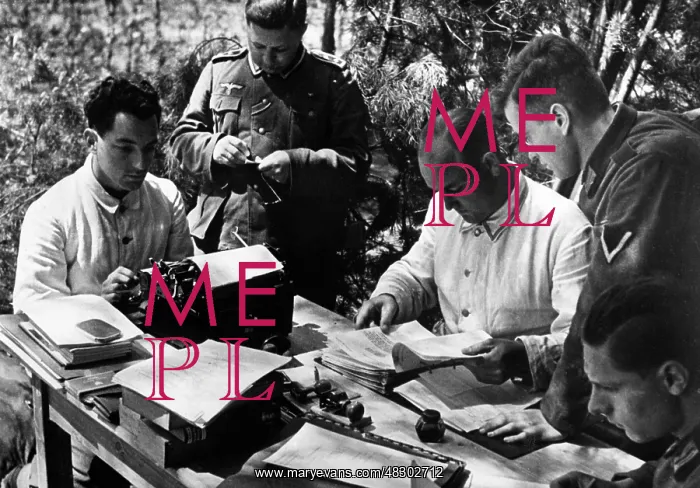 : Writing room of a German unit before attack on Soviet Union : Writing room of a German unit before attack on Soviet Union