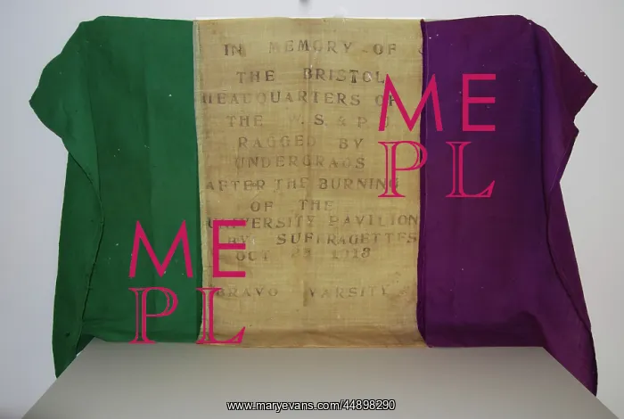 : W.S.P.U Flag Bristol Arson 1913 : W.S.P.U Flag Bristol Arson 1913