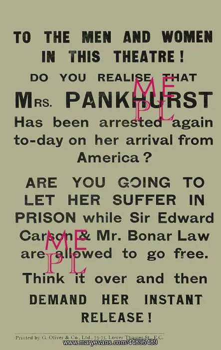 : W.S.P.U Handbill Mrs. Pankhurst Arrested : W.S.P.U Handbill Mrs. Pankhurst Arrested