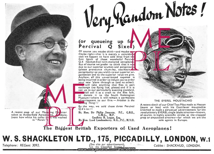 : W.S.Shackleton - Aircraft Sales: Percival Q6 : W.S.Shackleton - Aircraft Sales: Percival Q6