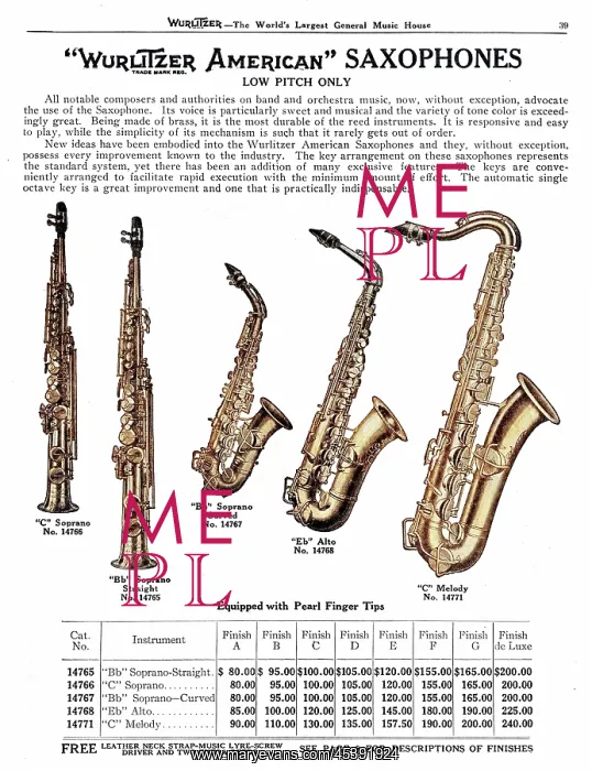  : WURLITZER SAXOPHONES