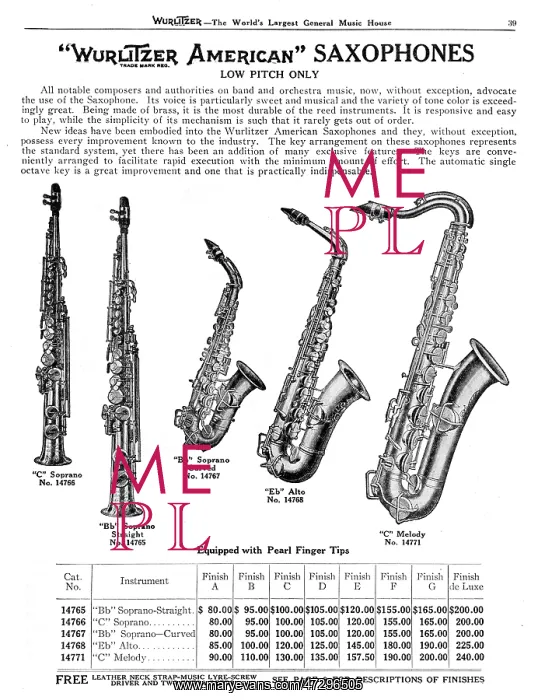  : WURLITZER SAXOPHONES