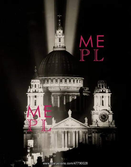 : WW II 1945 St Paul's Cathedral, London, lit up on VE night : WW II 1945 St Paul's Cathedral, London, lit up on VE night