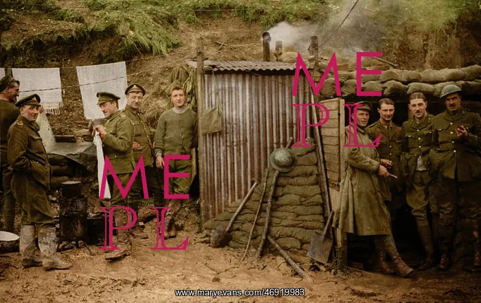 : WW1 100. WW1 - This photograph shows a group of soldiers standing in the : WW1 100. WW1 - This photograph shows a group of soldiers standing in the