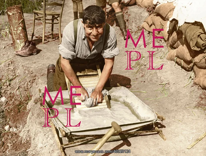 : WW1 100. WW1 - A soldier of the King's Own Yorkshire Light Infantry washing : WW1 100. WW1 - A soldier of the King's Own Yorkshire Light Infantry washing