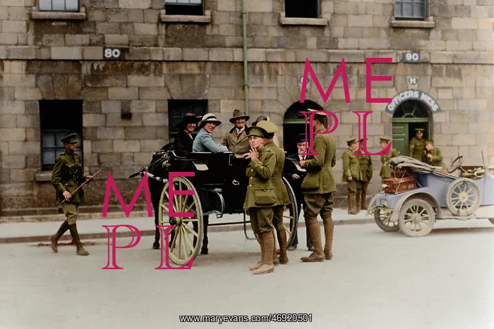 : WW1 100. WW1 - Irish Soldiers and civilians outside Collins Barracks, Dublin : WW1 100. WW1 - Irish Soldiers and civilians outside Collins Barracks, Dublin
