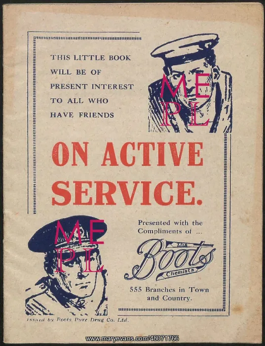 : WW1 - On Active Service, booklet front cover : WW1 - On Active Service, booklet front cover