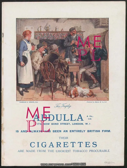 : WW1 - Advert for Abdulla Cigarettes : WW1 - Advert for Abdulla Cigarettes