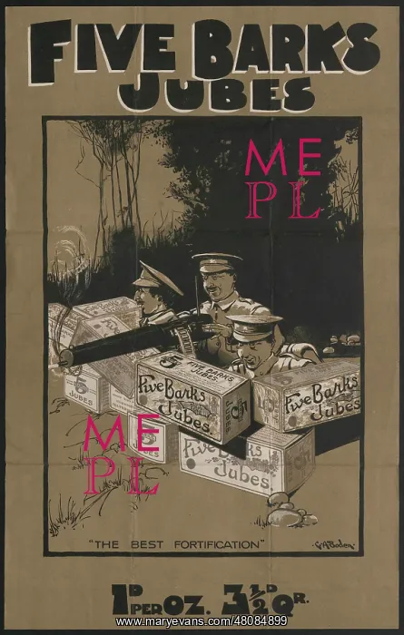 : WW1 - Advert for Five Barks Jubes : WW1 - Advert for Five Barks Jubes
