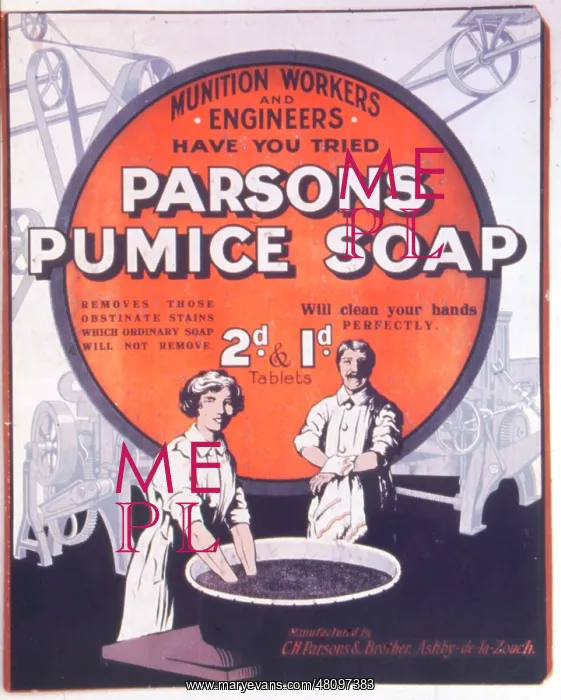 : WW1 - advertisement for Parsons Pumice Soap : WW1 - advertisement for Parsons Pumice Soap
