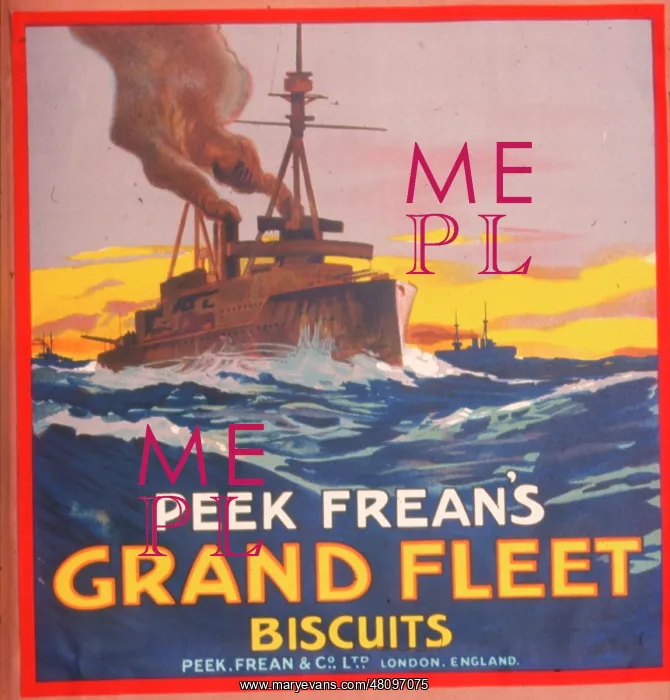 : WW1 - advertisement for Peek Frean's Grand Fleet biscuits : WW1 - advertisement for Peek Frean's Grand Fleet biscuits
