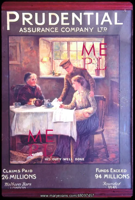 : WW1 - advertisement for Prudential Assurance Company Ltd : WW1 - advertisement for Prudential Assurance Company Ltd