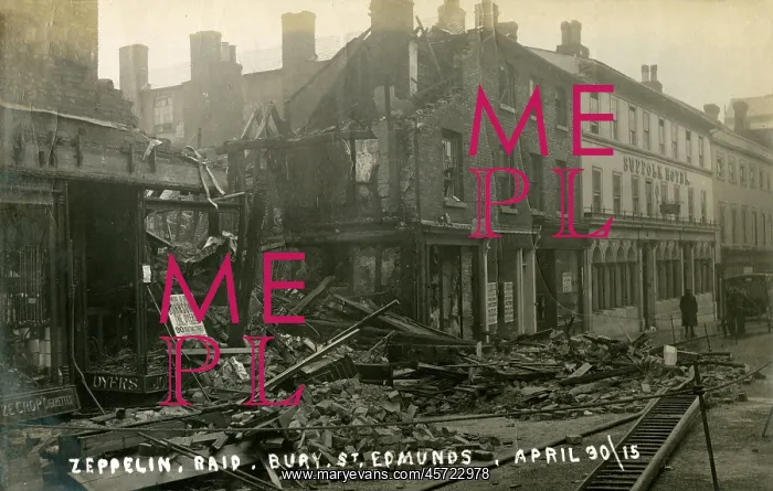 : WW1 - Aftermath of a Zeppelin Raid on Bury St Edmunds : WW1 - Aftermath of a Zeppelin Raid on Bury St Edmunds