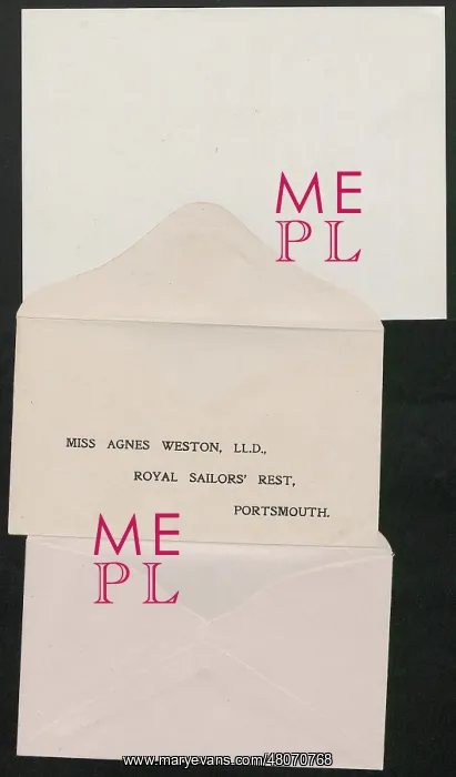 : WW1 - Agnes Weston Memorial, Devonport, envelope : WW1 - Agnes Weston Memorial, Devonport, envelope