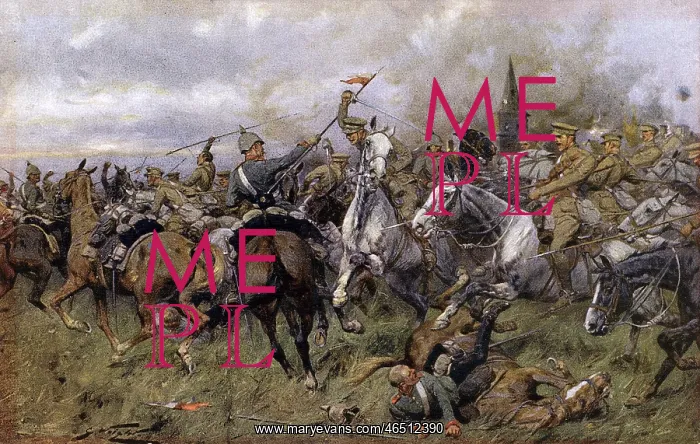: WW1 - British Cavalry Unit charges German counterpart : WW1 - British Cavalry Unit charges German counterpart