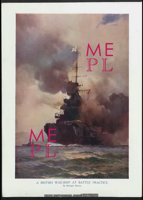 : WW1 - A British Warship at Battle Practice : WW1 - A British Warship at Battle Practice