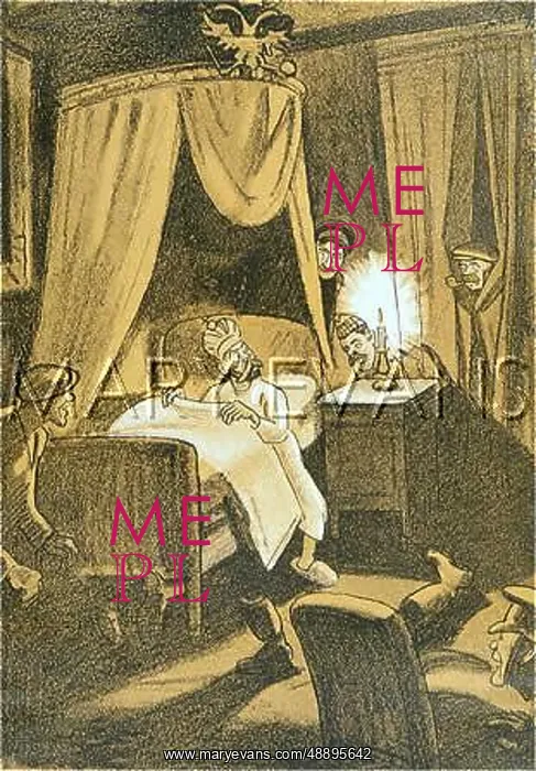 : WW1 CARTOON / BEDROOM 1917 : WW1 CARTOON / BEDROOM 1917