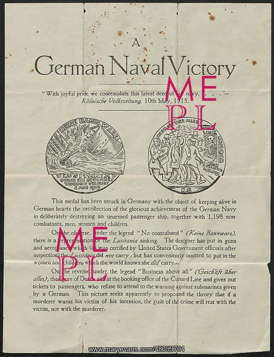 : WW1 - commemorative item - RMS Lusitania : WW1 - commemorative item - RMS Lusitania