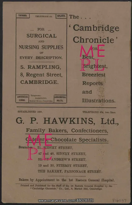 : WW1 - First Eastern General Hospital Gazette : WW1 - First Eastern General Hospital Gazette