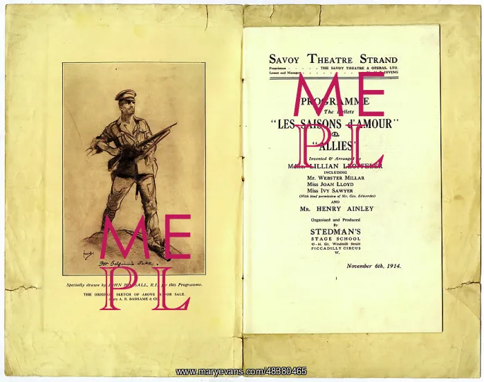 : WW1 Fundraiser Programme, Savoy Theatre : WW1 Fundraiser Programme, Savoy Theatre