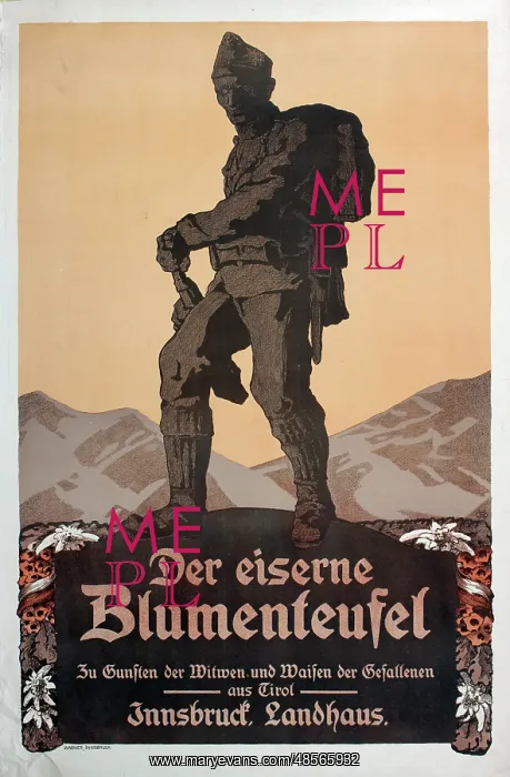 : WW1 German poster, Support for war widows and orphans : WW1 German poster, Support for war widows and orphans