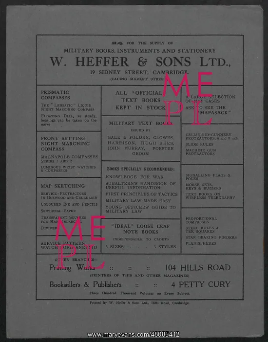 : WW1 - GOCB Chronicle, Cambridge, back cover : WW1 - GOCB Chronicle, Cambridge, back cover