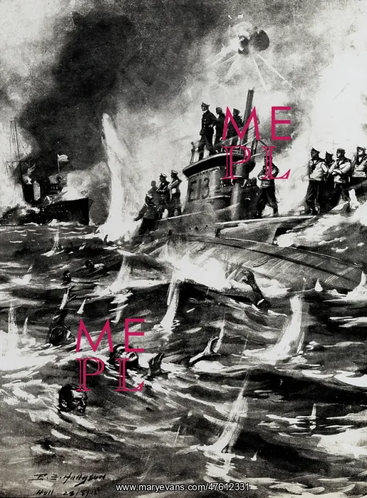 : WW1 - HMS E13 British submarine - Aground and attacked : WW1 - HMS E13 British submarine - Aground and attacked