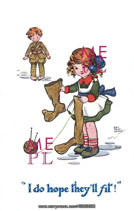 : WW1 knitting postcard : WW1 knitting postcard
