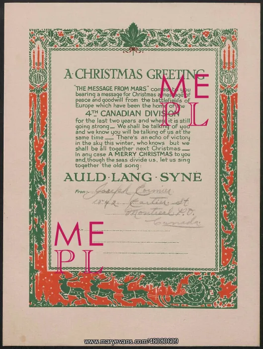 : WW1 - The Message from Mars, Christmas Greeting : WW1 - The Message from Mars, Christmas Greeting