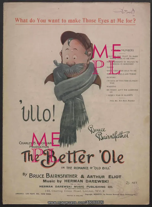 : WW1 - Music cover, The Better Ole : WW1 - Music cover, The Better Ole