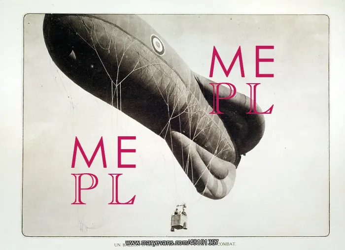 : WW1 - Observation balloon observing the Germans : WW1 - Observation balloon observing the Germans