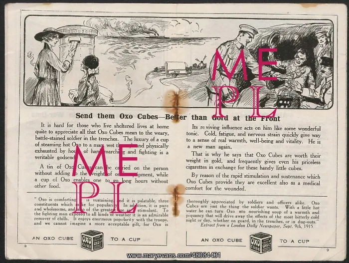 : WW1 - OXO booklet, inner pages : WW1 - OXO booklet, inner pages