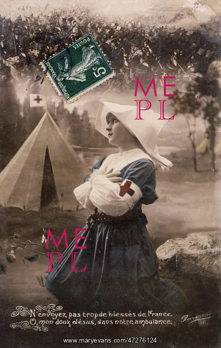  : WW1 POSTCARD NURSE PRAYS
