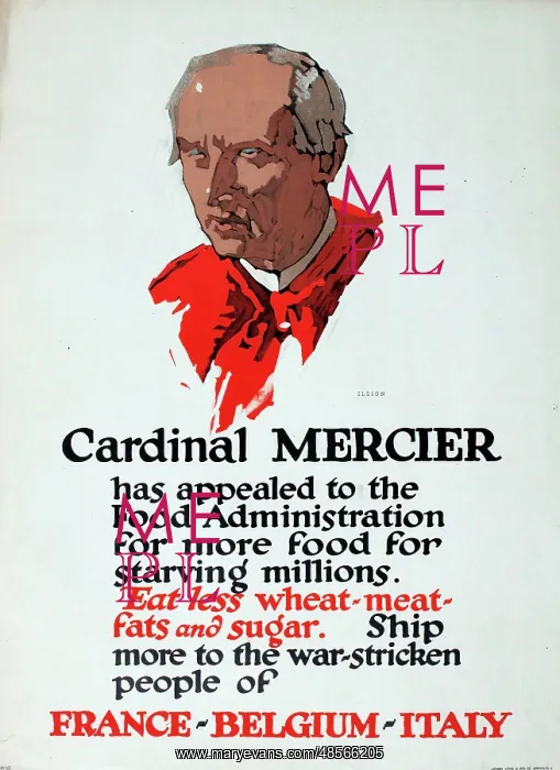 : WW1 poster, Cardinal Mercier : WW1 poster, Cardinal Mercier