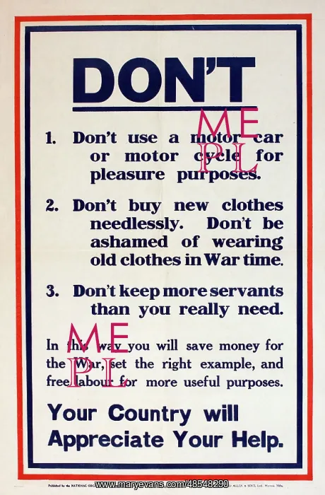 : WW1 poster, Don't : WW1 poster, Don't