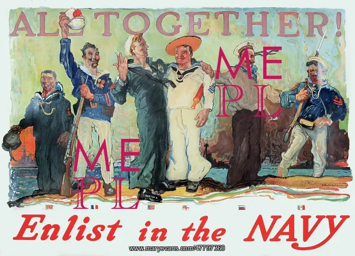 : WW1 poster, Enlist in the Navy, All Together : WW1 poster, Enlist in the Navy, All Together