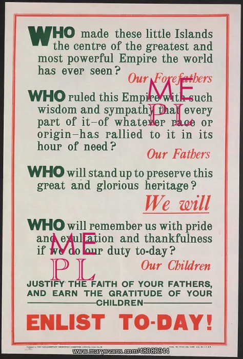 : WW1 Poster - Enlist Today! : WW1 Poster - Enlist Today!