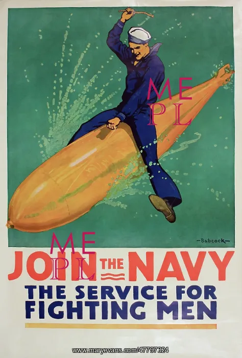 : WW1 poster, Join the Navy, the Service for Fighting Men : WW1 poster, Join the Navy, the Service for Fighting Men