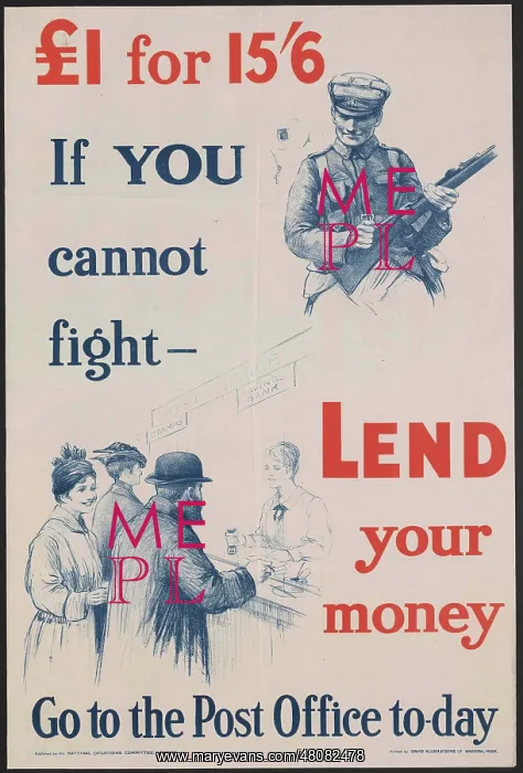 : WW1 Poster - Lend your money : WW1 Poster - Lend your money
