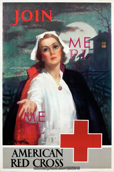: WW1 poster, Red Cross recruitment : WW1 poster, Red Cross recruitment