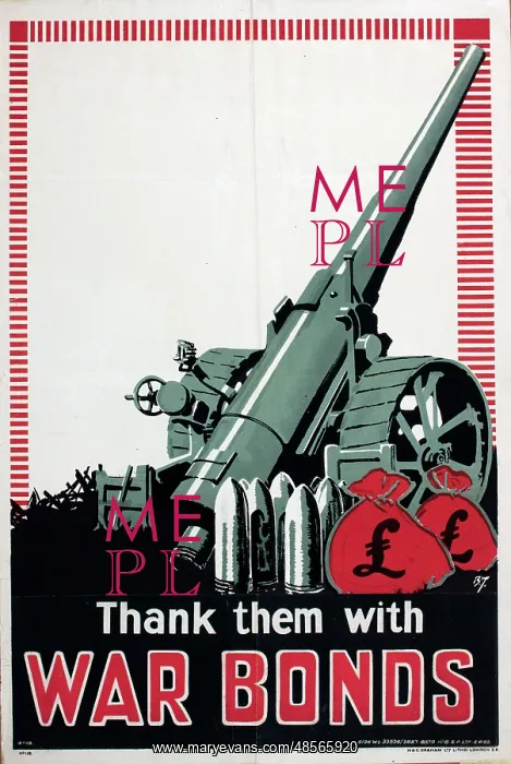 : WW1 Poster, Thank them with War Bonds : WW1 Poster, Thank them with War Bonds