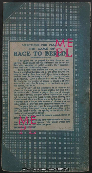 : WW1 - Race to Berlin, board game directions : WW1 - Race to Berlin, board game directions